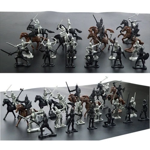 28PCS Medieval Knights Warriors Horses`Soldiers Figures Model Playset`Kids Toy