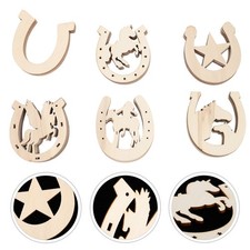 36 Pcs Wood Chips for Crafts Handmade Graffiti Horseshoe Cutouts DIY