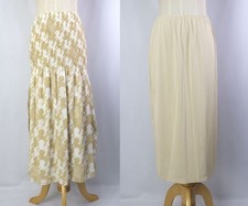 Auth ISSEY MIYAKE FETE 2pc Set Beige Crinkle Pleats Skirt Under Skirt 3348509a
