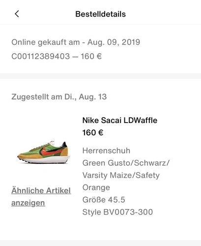 Nike LDWaffle x Sacai Green Gusto 2019, Größe US 11,5 EU 45,5