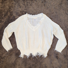 MAIN STRIP Chunky Grunge Distressed Raw Edge Sweater Size Large Oversized