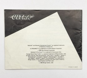 MANUAL ONLY Nintendo NES TMNT Teenage Mutant Ninja Turtles NES-U2-USA GUC