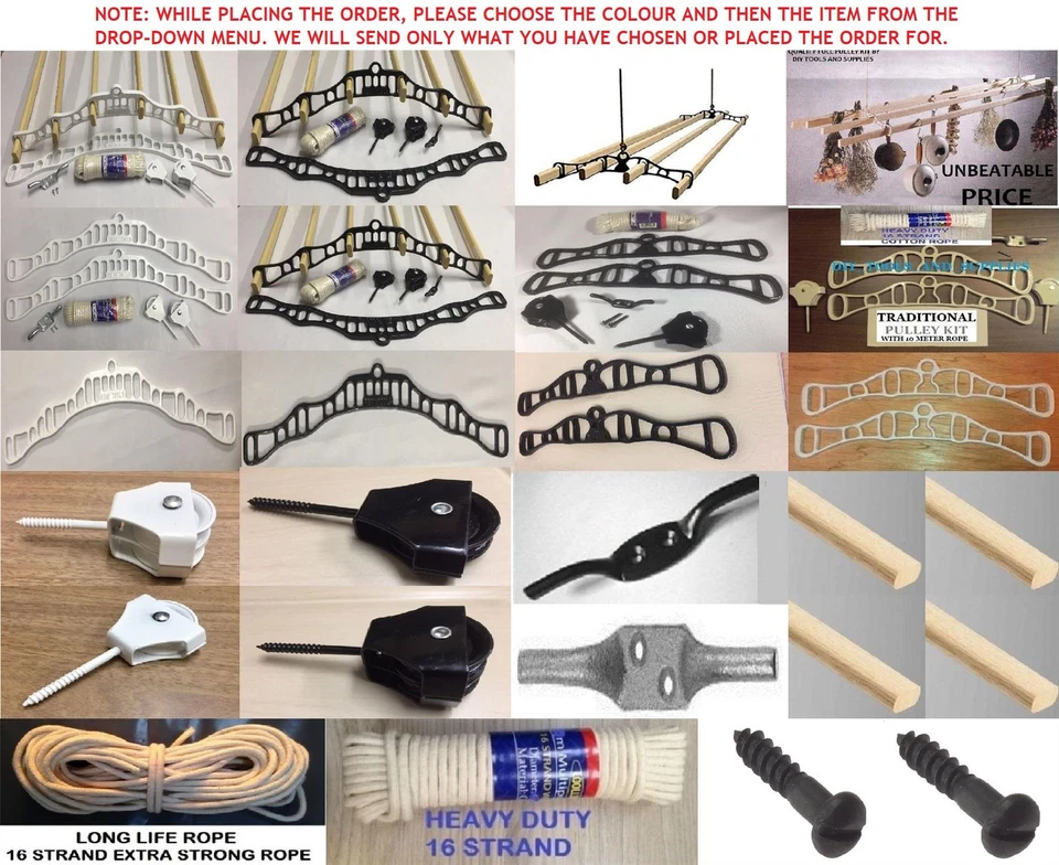 KITS DE POLEA DE LIMPIEZA SECADORA AIREADOR ROPA COCINA TRADICIONAL VICTORIANA MONTAJES/PIEZAS