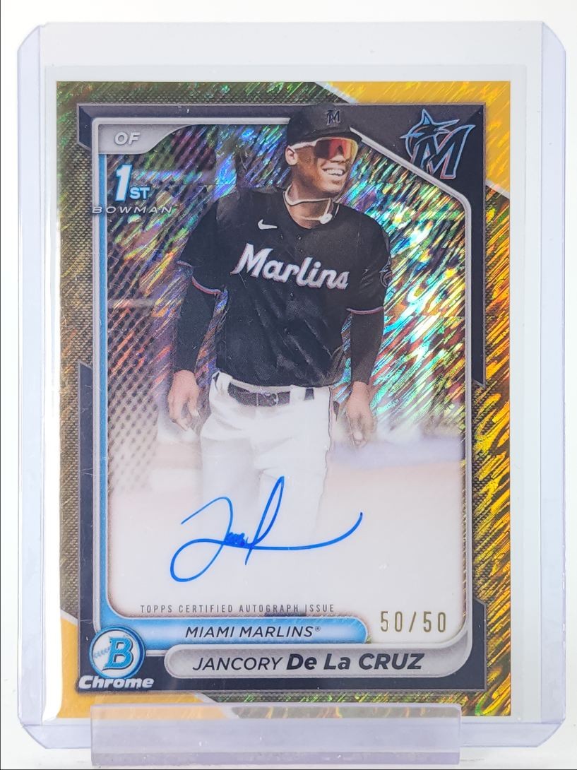JANCORY DE LA CRUZ 2024 BOWMAN CHROME 1ST GOLD SHIMMER AUTO 50/50 Q4060