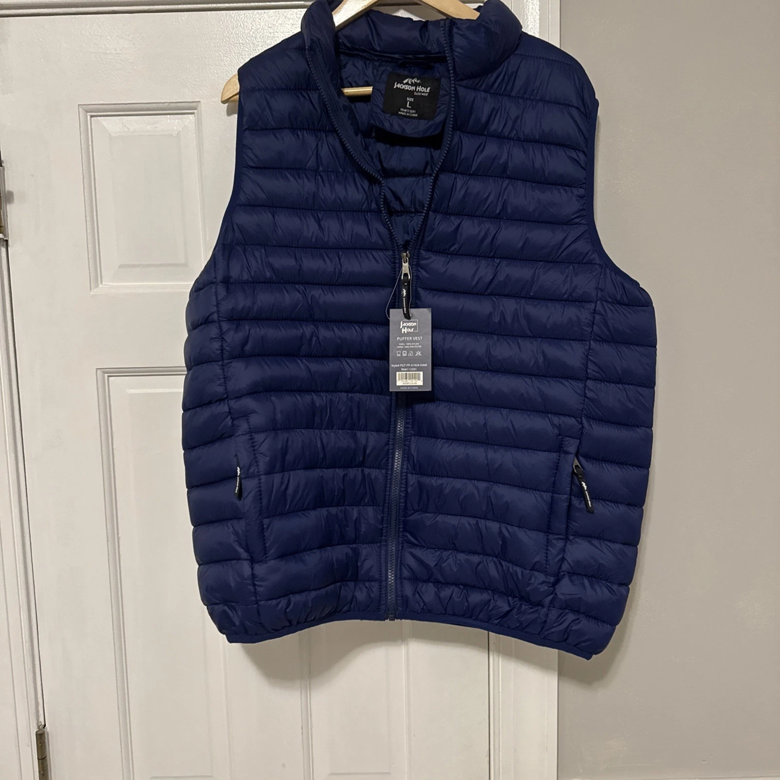 NWT Jackson Hole Puffer Vest Navy Size Large Nylon/Polyester
