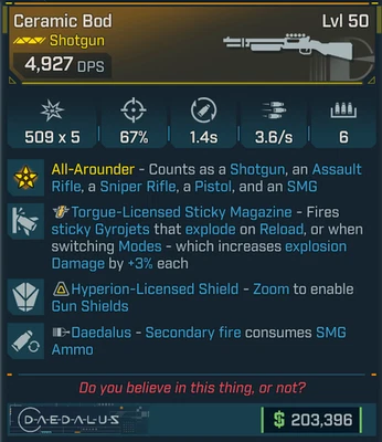 Borderlands 4 • Legendary Gun • SG Ceramic Bod SMG Secondary • Sticky • PS PC XB