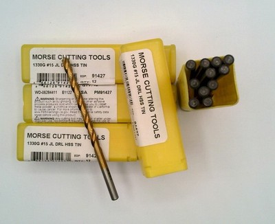 Morse 91427 #15 (0.1800'') TiN HSS Jobber Drill Bit List 1330G Lot 48 USA
