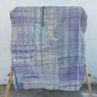 Boho Handarbeit Kantha Quilt Vintage Baumwolle Tagesdecke Decke Überwurf Ralli Gudari