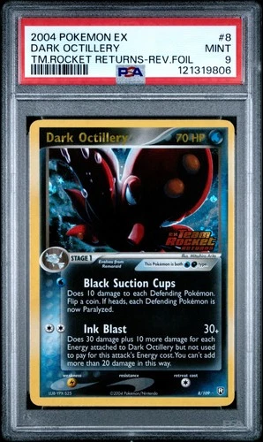 2004 POKEMON EX TEAM ROCKET RETURNS #8 DARK OCTILLERY-REVERSE FOIL PSA 9