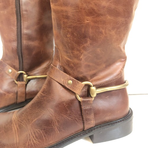 Womans Matisse Tall Brown Distressed Leather Riding Boots Western Size 6 M Brass - Picture 4 of 6