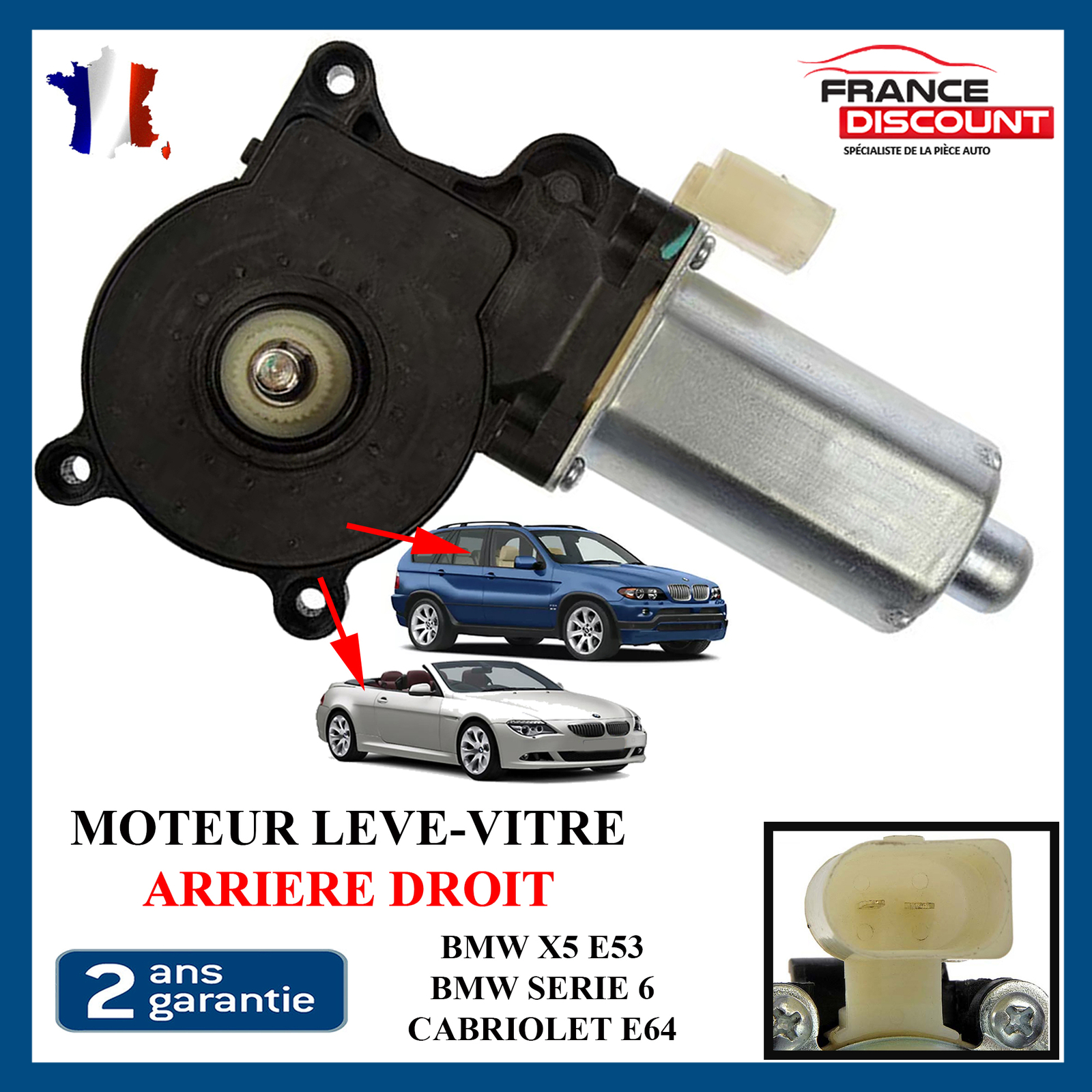 Moteur lève-vitre arrière droit BMW Série 6 E64 mécanique lève vitre électrique X5 E53