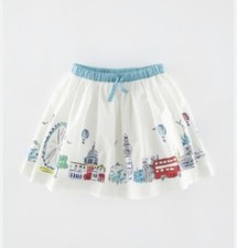Mini Boden Girls 7-8Y London Themed A-Line Ruffled Mini Skirt w/Adjustable Waist