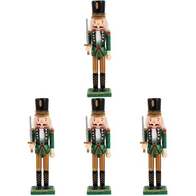  Set of 4 Dekorationen Weihnachts-Nussknacker Soldatendekoration Holznussknacker