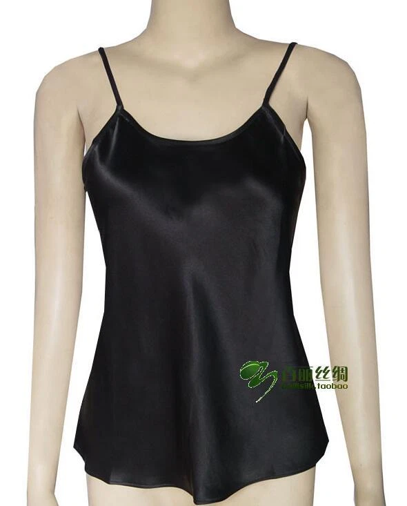 Women 100% Silk Spaghetti Strap Camisole Tank Top Vest Sleepwear M-2XL YM002 - Image 4 of 4