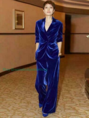 Ladies Pants Suit Quality Gold Velvet Suit Women+Wide Leg Pants Two Piece  Set | eBay