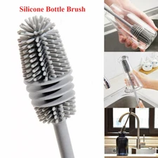 Long Handle Silicone Bottle Brush Cup Scrubber Glass Cleaning Brush Kitchen Tool