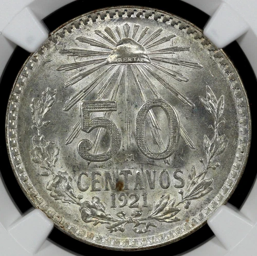 1921 50c Mexico Fifty Centavos NGC MS 63