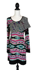 Farinelli Dress Womens Multicolor L Stretchy  Lightweight Sweater Crochet Accent
