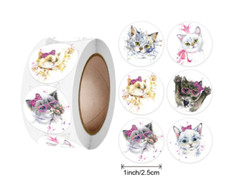 40 CAT ANIMAL KIDS ENVELOPE SEALS LABELS STICKERS 1" ROUND FAST SHIPPING