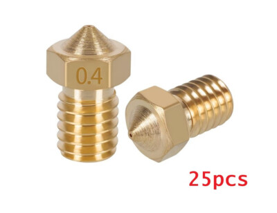 25pcs KINGROON V5 V6 E3D Brass Nozzle 0.4 mm 3D Printer M6 Thread 1.75mm
