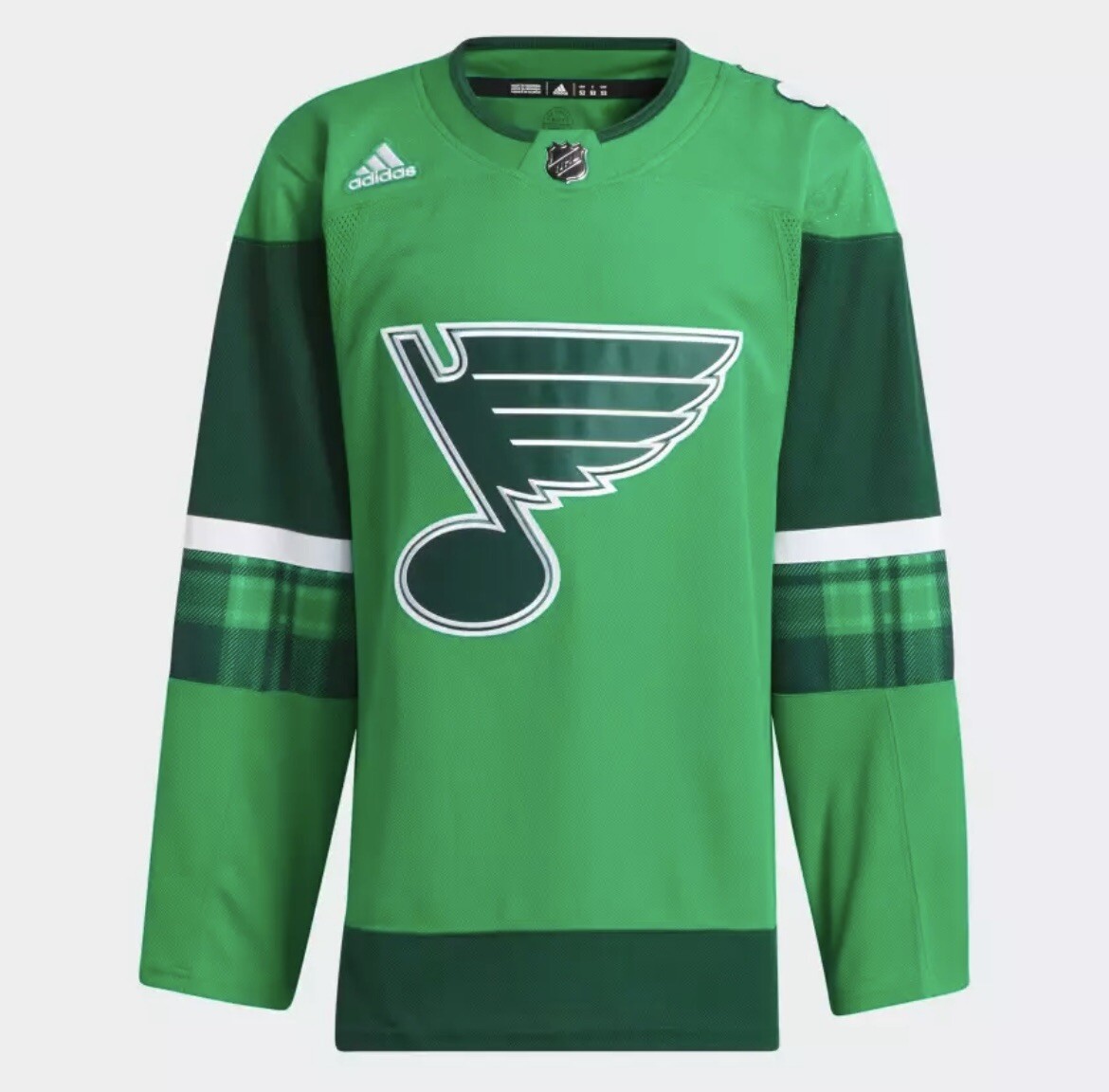 Adidas Primegreen St Louis Blues St Patrick's Day Hockey Jersey