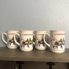 Christkindlmarket White Red Mug Christmas Market Chicago 2020 Set Of 4 EUC