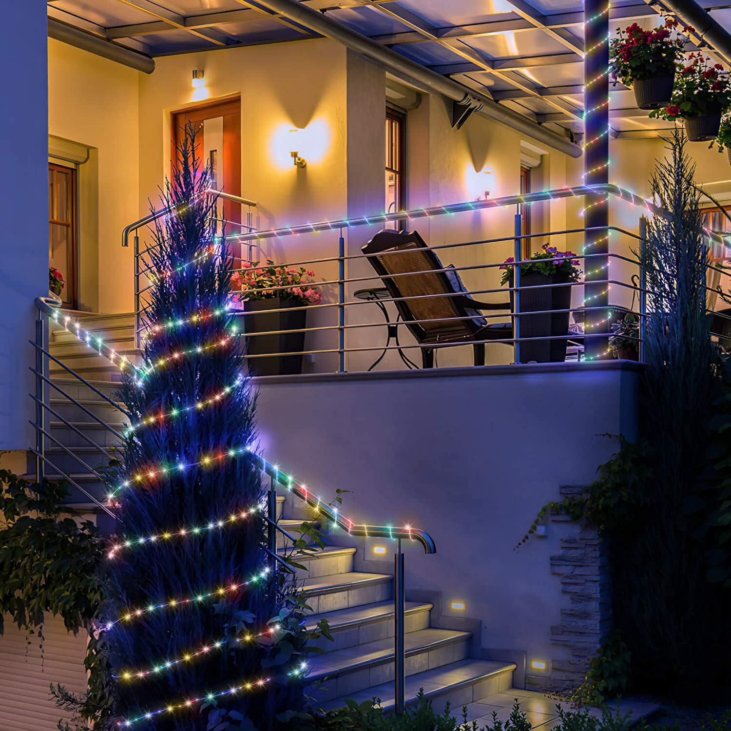 图片 43 - 太阳能绳管灯 100 LED 33ft 条防水户外景观照明