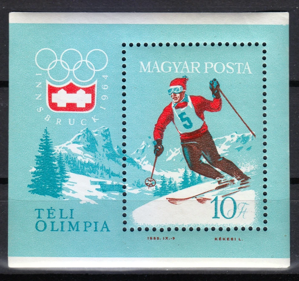 Hungary 1963 MNH Mi 1975-1982+Block 40 Sc 1548-1555,B234 Olympic's Innsbruck ** - Image 3 of 4