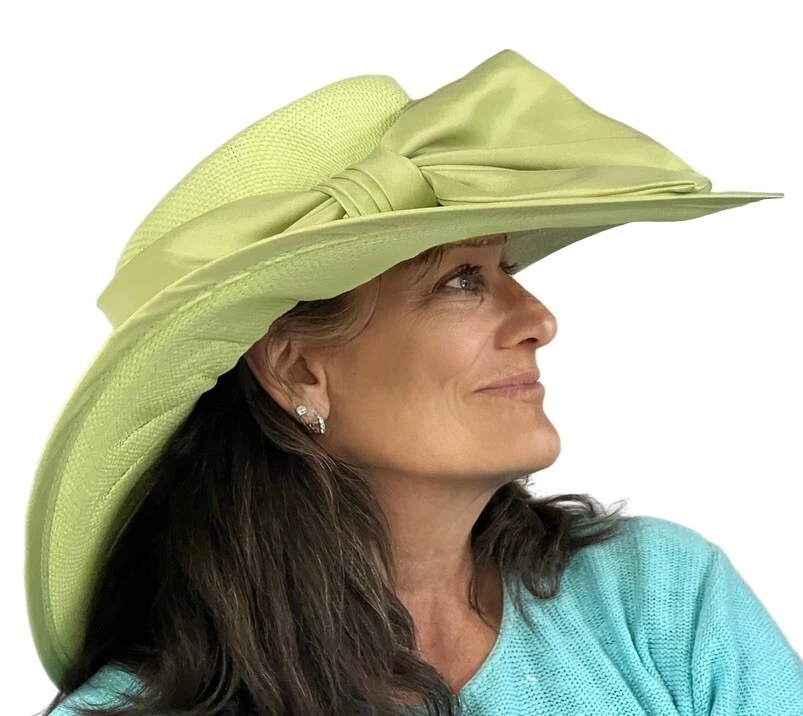 Sombrero de Verano Derby Vintage "Algo Especial" Estilo Eduardiano Verde Ala Ancha 20" Foto 3 de 4