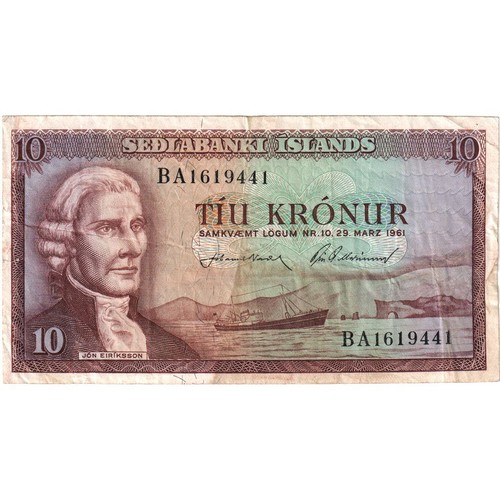 [#393778] Islanda, 10 corone, 1961-03-29, KM:42, VF (20-25)