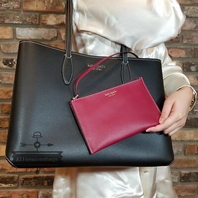 Kate Spade All Day Large Carryall Tote Leather Black With Zip