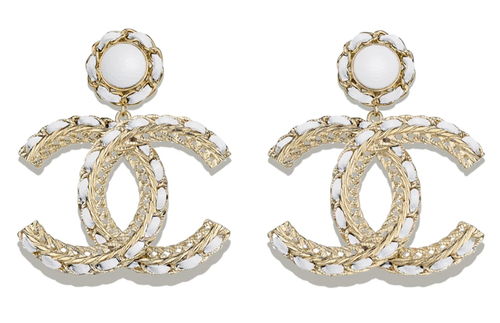 Buy Chanel XL blanco de cuero con el logotipo de CC Oro Pendientes Colgantes de gota cadena- mostrar título original Online at Lowest Price in Ubuy Nepal.