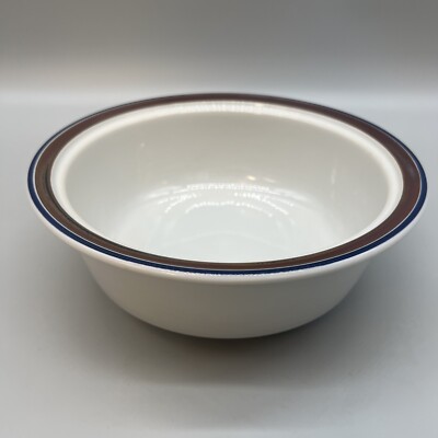 Salem Stoneware Georgetown Blue Brown Bands Covered Casserole No Lid Vintage