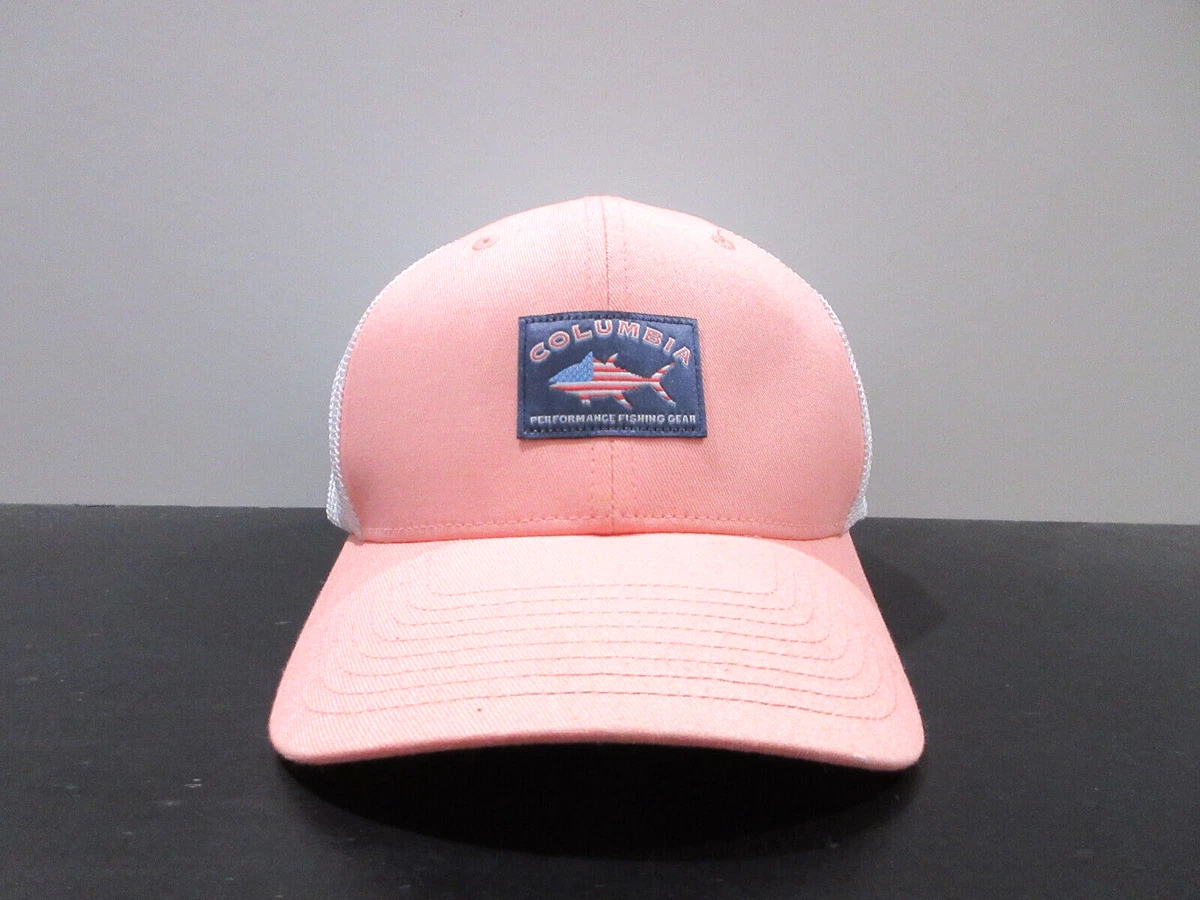 Columbia Hat Cap Fitted Adult Large Pink White PFG Fishing Fisherman  Trucker Men