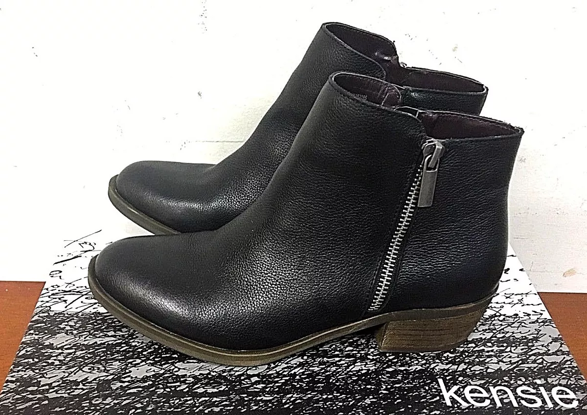 Kensie Women s Ghita Short Leather Boots BLACK PICK SIZE 8N 35a