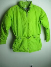 Vintage Gerry 1960's Bright Neon Yellow Green Down Ski Jacket Coat Puffer M Hood