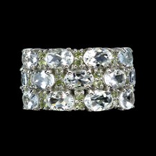 925 Sterling Silver Ring Oval Aquamarine Peridot Natural Gemstone Jewelry Sz 7.5