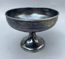 Antique Aesthetic Victorian Derby Silver Plates Compote Heron Center