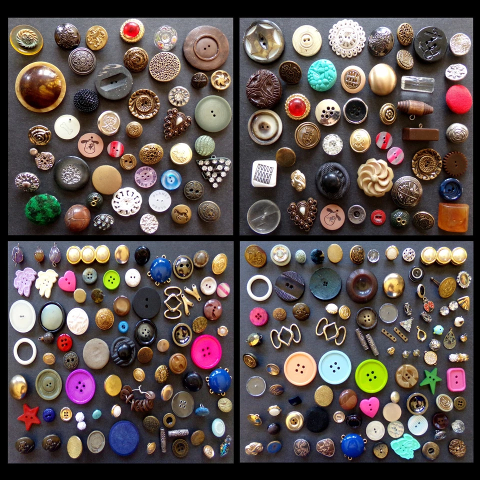100 BUTTONS: Art Craft Odd Unique Vintage Modern Mixed Button Lot Random Variety - Image 3 of 4