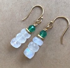 SUNDANCE CHARM NATURAL MOONSTONE EARRINGS HANDCRAFTED GOLD PLATED ARTISAN