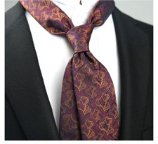 New Classic Floral Red Yellow JACQUARD WOVEN 100 Silk Men's Necktie Tie