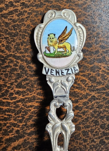 Venezia Italy 800 Silver St. Marks Lion Souvenir Spoon, Griffin - Afbeelding 1 van 6