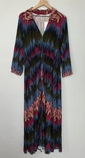 Soft Surroundings Button Front Shirt Dress Sz L Ancient Isle Smocked Waist NWT