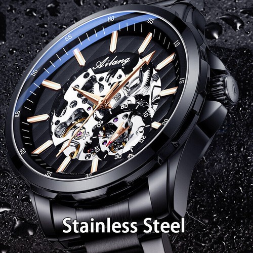 AiLang Automatic Mechanical Wristwatches Waterproof Men's Business Watch - Picture 3 of 17