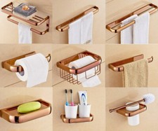 Bathroom Accessories Set Rose Gold Brass Bath Hardware Wall Mounted Towel Bar