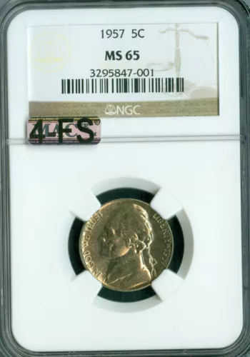 1957 JEFFERSON NICKEL NGC MS65 MAC 4FS 2ND FINEST  *