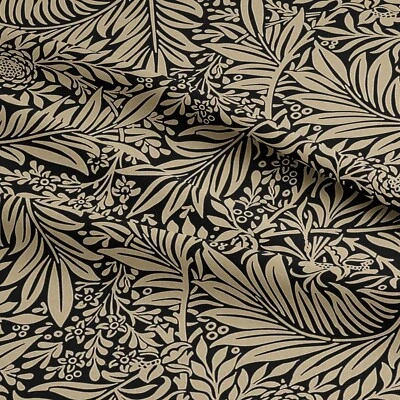 CRAFTY FABRICS William Morris Fabric - Larkspur - Ebony Black - Floral Craft Fabric Material