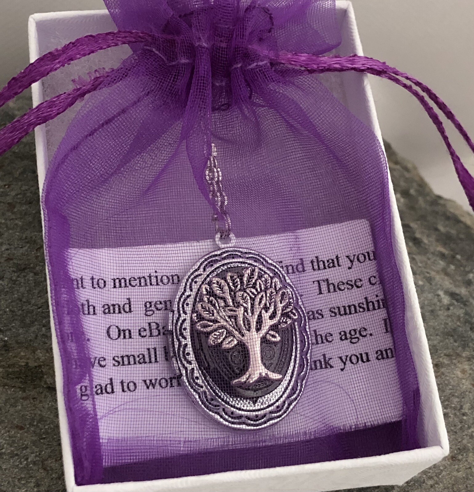 Tree Of Life Double Locket Necklace, Vintage Antique Silver Family Photo Pendant