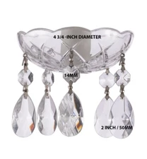 Asfour Crystal Bobeche 4-3/4in With 2in-Teardrop Prisms Chrome Pin 5 Side Hole