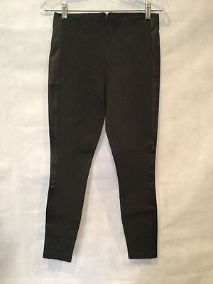 J. CREW KNIT TAPERED PIXIE PANT W/LEATHER TUXEDO TRIM-CHARCOAL- SIZE 2